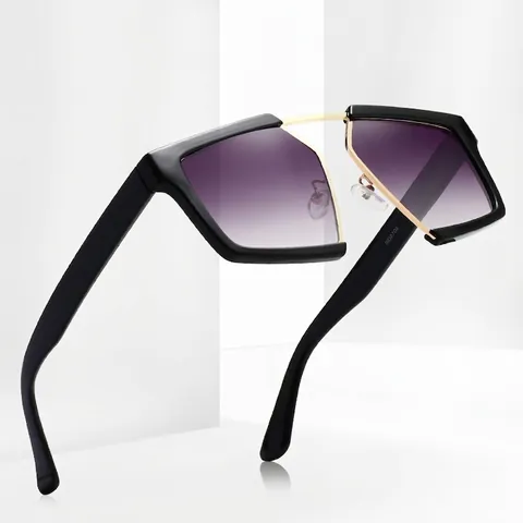 Retro Oversized Irregular Geometric Sunglasses Metal PC Frame UV400 Gradient Lenses Driving Travel Fashion For Men Women