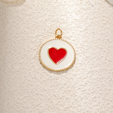 Colgante De Corazón Cobre Chapado En Oro Esmalte Rojo Para Creación De Joyas DIY Collares Pulseras Estilo Dulce Romántico