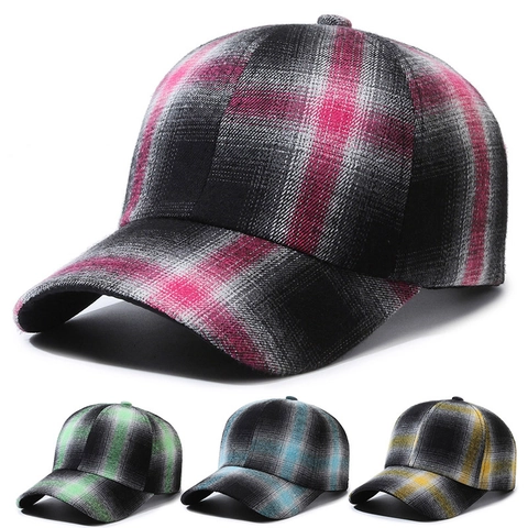 Unisex Karo Baseballkappe Verstellbare Sonnenhut Outdoor Lässig Sport Kopfbedeckung Gebogene Krempe Vintage Muster Atmungsaktives Polyester
