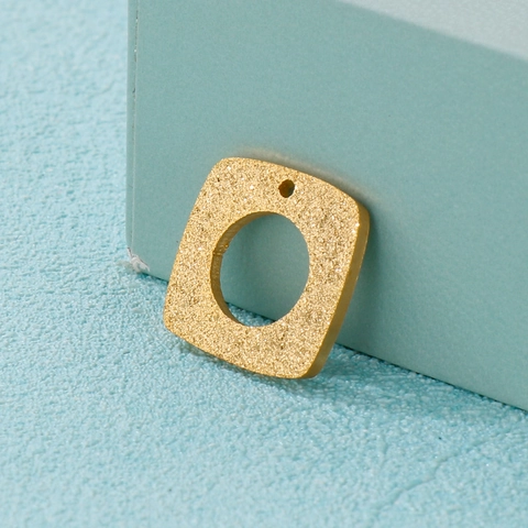 Ciondoli Quadrati Cavi Geometrici Acciaio Inossidabile Placcato Oro Texture Opaca Connettori Per Creazione Gioielli