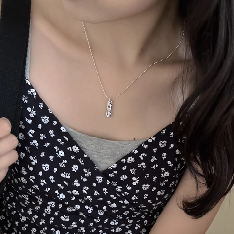 Collier En Argent Sterling 925 Avec Pendentif Géométrique Irrégulier Fondu Bijoux Texturés Pour Femmes