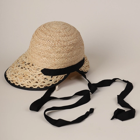 Women's Raffia Straw Hat Lolita Style Hollow Out Wide Brim Lace Up Summer Sun Protection Foldable Holiday Beach