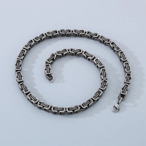 Byzantine Chain Necklace Stainless Steel Retro Industrial Punk Rock Style Heavy King Chain For Men Jewelry