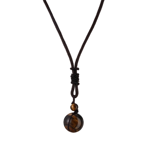 Collana In Pietra Naturale Occhio Di Tigre Ametista Ciondolo Perla Tonda Cordino Intrecciato Regolabile Gioiello Retro Per Uomo Donna