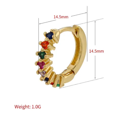 Huggie Hoop Earrings Copper Gold Plated Colorful Cubic Zirconia Micro Pave Round Small Elegant Fashion Jewelry For Women
