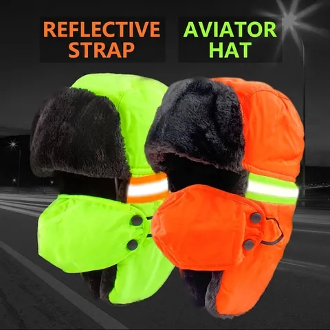 Winter Uschanka Winddicht Polyester Webpelzfutter Reflexstreifen Und Abnehmbare Maske Für Wärme Im Freien Unisex