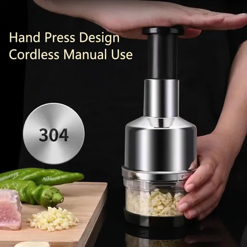 Manual Garlic Press 304 Stainless Steel Food Chopper Handheld Multi-functional Vegetable Onion Mincer Kitchen Tool