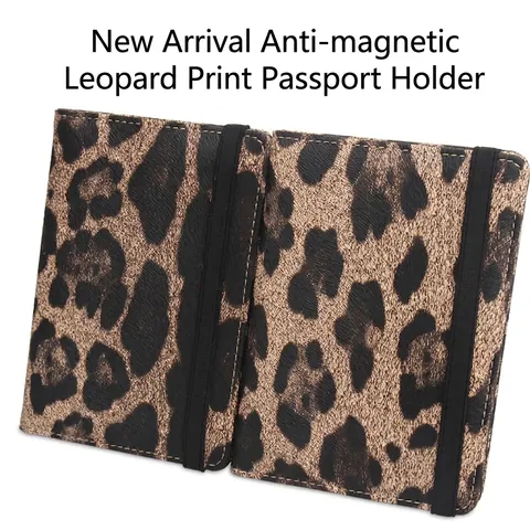 Leopard Muster Reisepass Hülle RFID Schutz PU Leder Reisebrieftasche Mit Gummiband Mehreren Kartenfächern Etui Für Damen Herren