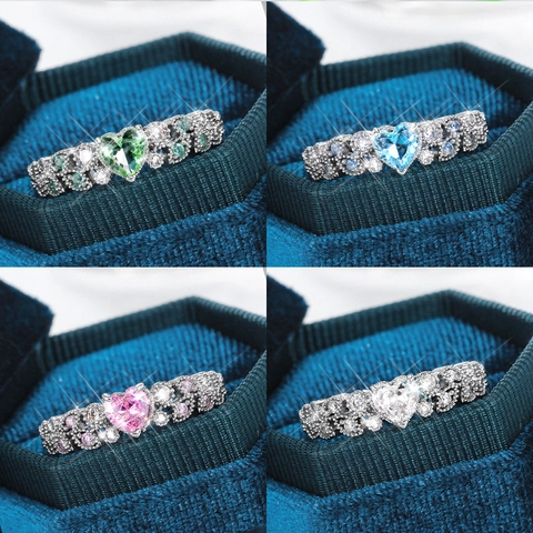 Anillo De Cobre Con Circonita En Forma De Corazon Diseño Hueco Vintage Pave Joyeria Mujer Regalo Romantico