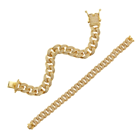 925 Sterling Silver Cuban Link Bracelet Full Zircon Pave Iced Out Hip Hop Individual Jewelry For Women Men