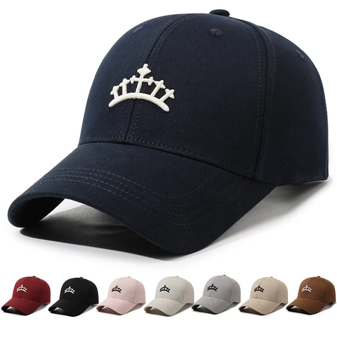 Embroidered Crown Cotton Baseball Cap Sun Protection Outdoor Sports Adjustable Snapback Hat For Men And Women Casual