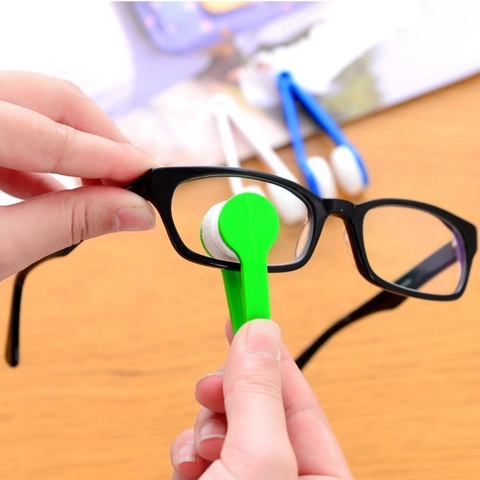Portable Eyeglass Cleaner Microfiber Double Sided Lens Cleaning Tool Mini Glasses Care Brush With Hanging Hole ABS
