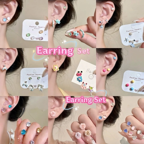 Collezione Di Orecchini Con Perline Colorate Con 925 Sterling Silver Earring Post Resina Stile Dolce Per Donne