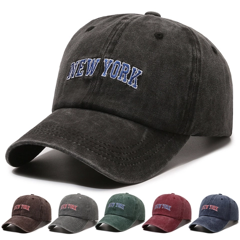 Gorra De Béisbol Con Bordado De Letras De New York Algodón Lavado Distressed Vintage Ajustable Sombrero Para Sol Al Aire Libre Para Hombres Mujeres
