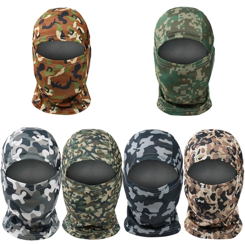 Camouflage Balaclava Full Face Mask Breathable Mesh Polyester Windproof Quick-Dry Cycling Tactical Outdoor Headwear