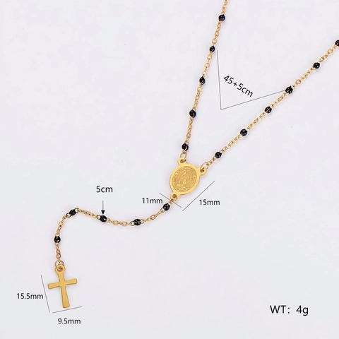 Collana Rosario Vergine Di Guadalupe Acciaio Inossidabile 304 Oro 18K Perle Smaltate Colorate Ciondolo Croce Gioielli Religiosi