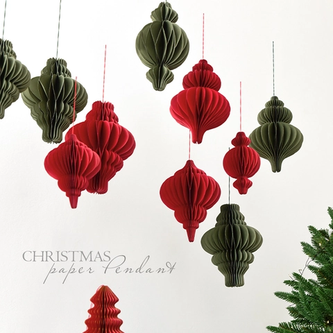 Decorazioni Appese Di Natale In Carta A Nido D'ape Ciondoli Retro Forma Di Lanterna Decorazione Festa Vetrina
