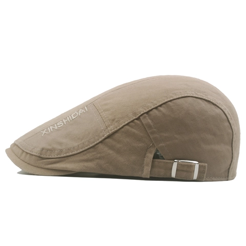 Gorra Vintage Newsboy Para Hombre Algodón Ajustable Sombrero Plano Ivy Color Sólido Protección Solar Exterior Transpirable Bordado
