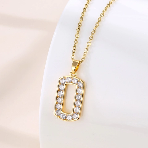 Edelstahl Kette Messing Zirkon Iced Out Anhänger Halskette Hip Hop Geometrisch Luxus Schmuck Für Frauen Gold Vergoldet