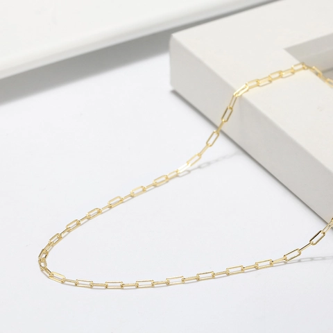 Minimalist 925 Sterling Silver Paperclip Necklace Unisex Electroplated Geometric Link Chain Jewelry Daily Independent Style