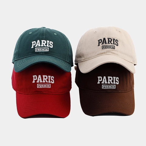 Baseballkappe Baumwolle Paris French Buchstaben Stickerei Verstellbar Sonnenschutz Freizeit Sport Hut Herren Damen