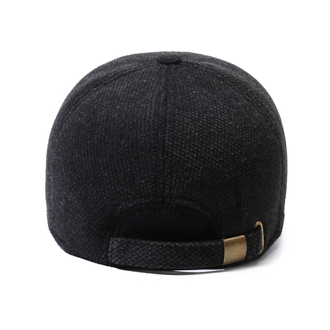 Casquette De Baseball Hiver Homme Avec Protège-oreilles Tissu En Laine Épais Coupe-vent Réglable Chapeau Sport
