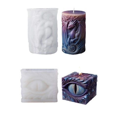 Dragon Eye And Relief Pillar Silicone Mold For Candle Making Mythical Dragon Pattern DIY Craft Decor Tool