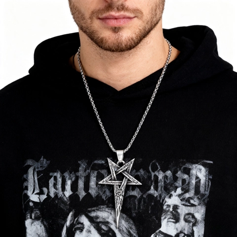 Pentagram Oog Van Horus Hanger Ketting Roestvrij Staal Retro Gothic Punk Hip Hop Stijl Sieraden Accessoire Voor Heren