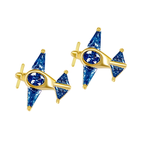 Pendientes De Botón De Avión Con Circonitas Incrustadas Joyería De Cobre Y Poste De Plata De Ley 925 Para Mujer Estilo Minimalista