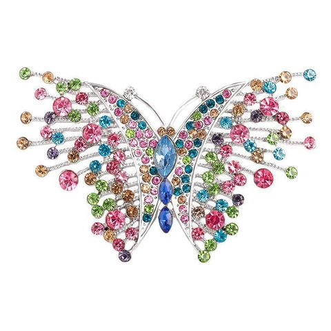 Spilla A Farfalla Vintage Lega Rhinestone Cavo Colorato Intarsiato Spilla Da Corsage Per Donne Accessorio Gioielli Di Moda Elegante