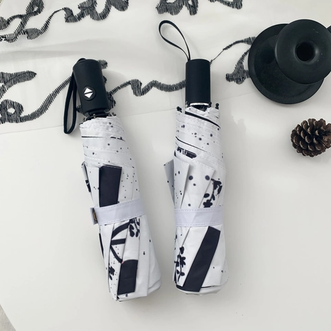 Paraguas Plegable Automático Pongee Protección UV Sol Lluvia Lindo Gato Negro Sombrilla Portátil Resistente Al Viento