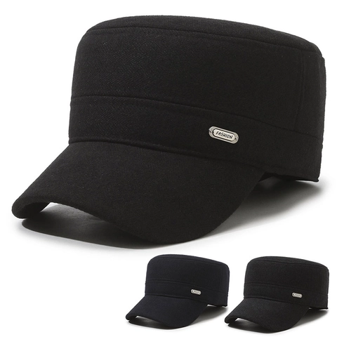 Chapeau De Cadet Homme Mélange De Laine Hiver Chaud Cache-oreilles Réglable Style Rétro Protection Contre Le Froid