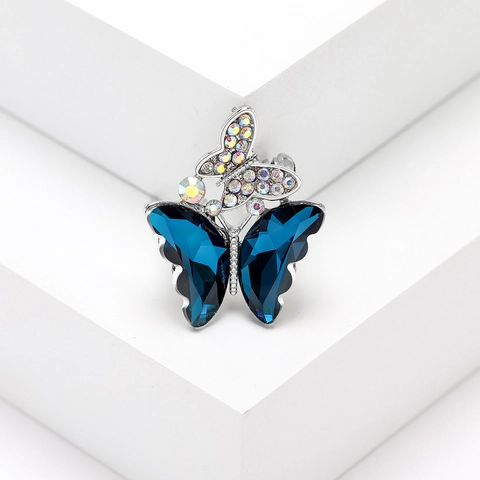 Elegante Spilla a Farfalla in Lega Coreana Con Strass Colorati e Cristallo per Cappotto da Donna Accessorio per Abito Spilla da Risvolto Temperamento