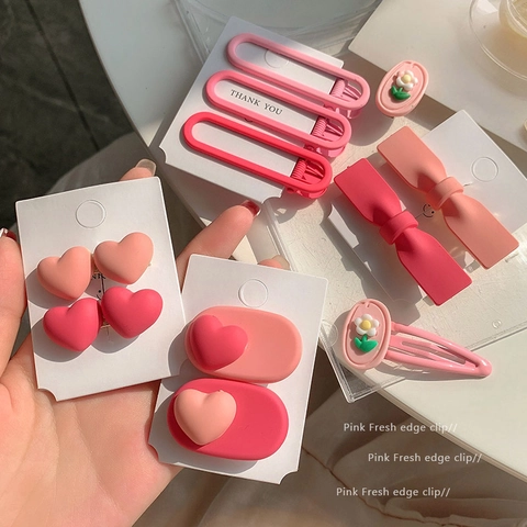 Mollette Per Capelli Bambine Fiore Fiocco Cuore Stile Coreano Lega Plastica Opaca Clip Becco D'Anatra Sweet