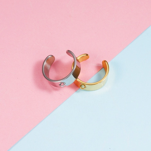 304 Roestvrijstalen Open Ring Basis Met Ophangoog Voor DIY Sieraden Maken Verguld Spiegelgepolijst Verstelbaar