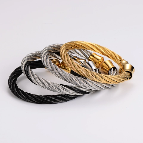 Twisted Cable Wire Bangle Armreif 304 Edelstahl C-Förmig Verstellbar Minimalistischer Industrieller Schmuck Für Damen Herren