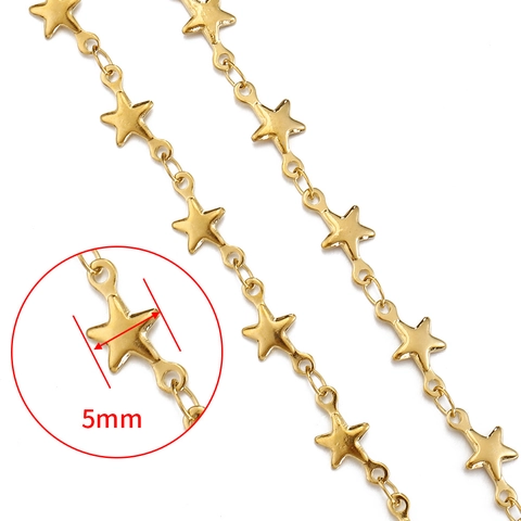 Star Shape Stainless Steel Jewelry Making Chain 18K Gold Plated DIY Accessories For Necklace Bracelet Crafting