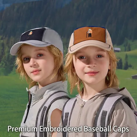 Kids Baseball Cap Quick Dry Nylon Breathable Sun Hat Outdoor Hiking Patchwork Hiker Embroidery Sporty Boys Girls