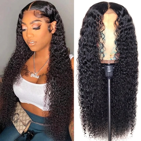 Long Afro Kinky Curly Wig Synthetic High Temperature Fiber Matte Small Curls Center Part Heat Resistant Hair For Women