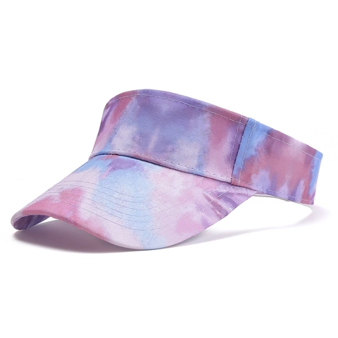 Polyester Tie Dye Sun Visor Hat Empty Top Wide Brim Summer Outdoor Sports Travel Tennis For Men Women