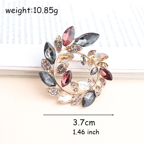 Eleganter Blumenkranz Brosche Pin Mit Kristallen Und Strasssteinen Legierung Vintage Schmuck Für Damen