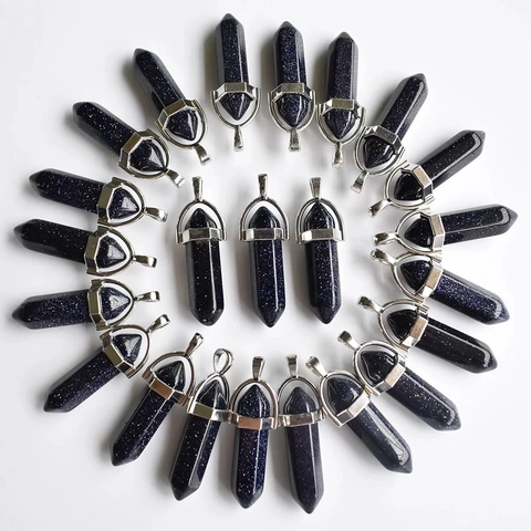 Zeshoekige Kristallen Pilaar Hanger Natuursteen Edelsteen Met Metalen Kap Voor DIY Ketting