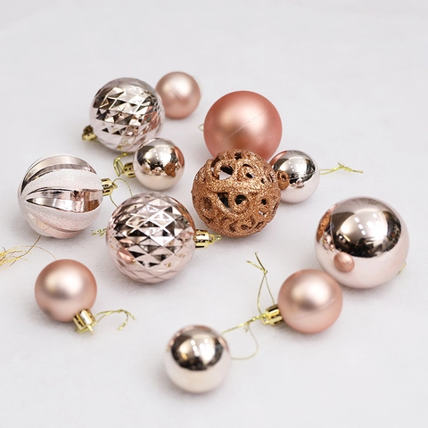 Boules De Noël Ornements PVC Incassable Décorations Suspendues Arbre Fête Vacances Textures Mixtes Galvanisées Élégant