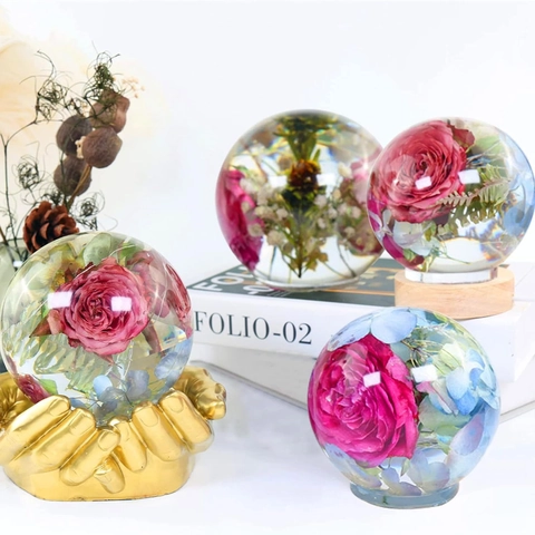Kugel Silikonform Hochtransparent Rund Harz Gussform Nahtlos Für DIY Schmuck Blumen Nachtlicht Ornamente