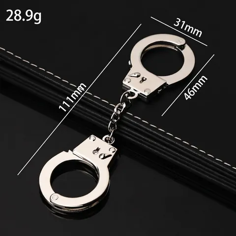 Simulation Mini Handschellen Schlüsselanhänger Zinklegierung Miniatur Schlüsselring Ornament Kreatives Geschenk Silber