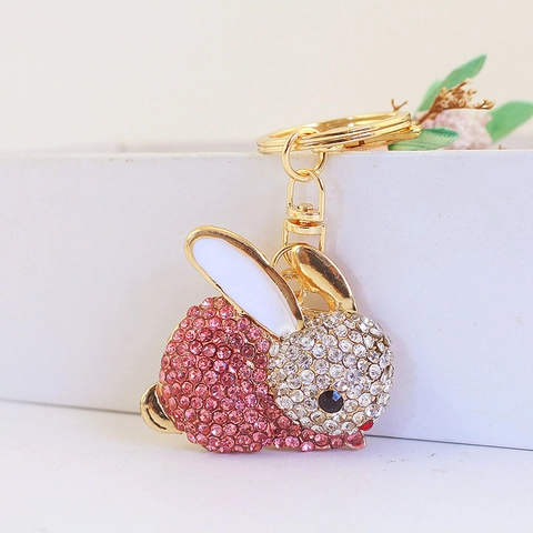 Portachiavi di Lusso Con Coniglio Cartoon in Lega di Zinco Con Strass Pendente a Forma di Coniglietto in Smalto per Borsa Donna