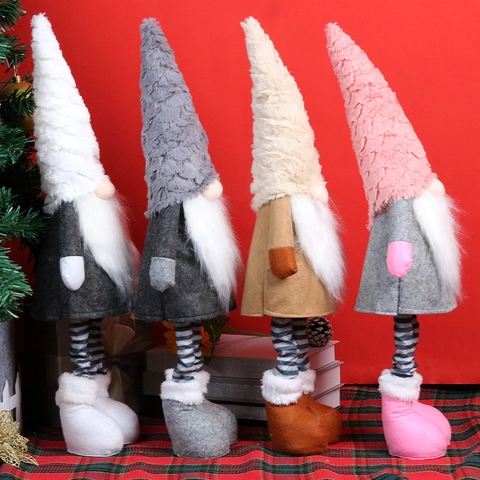 Poupée En Peluche Gnome De Noël Jambes Rétractables Décoration De Table Festive Vieil Homme Sans Visage Nordique