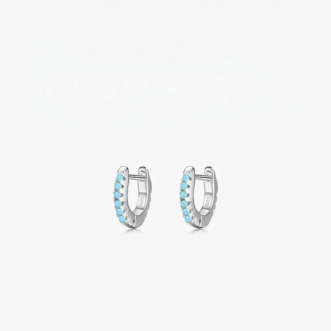 Pendientes De Aro Pequeños De Plata De Ley 925 Micro Pavé Cuentas De Turquesa Joyería Minimalista Dulce Para Mujeres