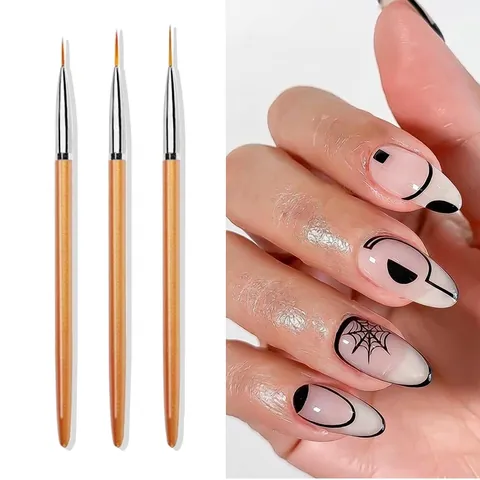 Nail Art Liner Brushes Professional Striping Painting Drawing Pens With Plastic Handle And Metal Ferrule DIY Manicure Tools
