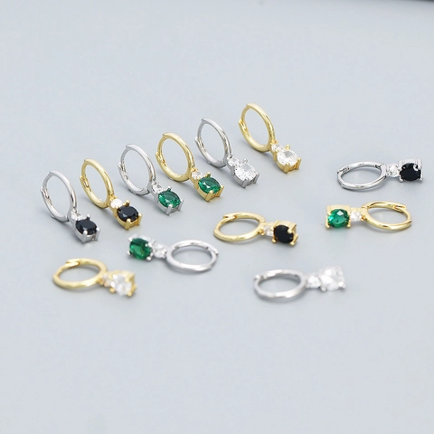 925 Sterling Silber Huggie Hoop Ohrringe Mit Rundem Zirkonia Anhänger Zierlicher Minimalistischer Schmuck Für Damen